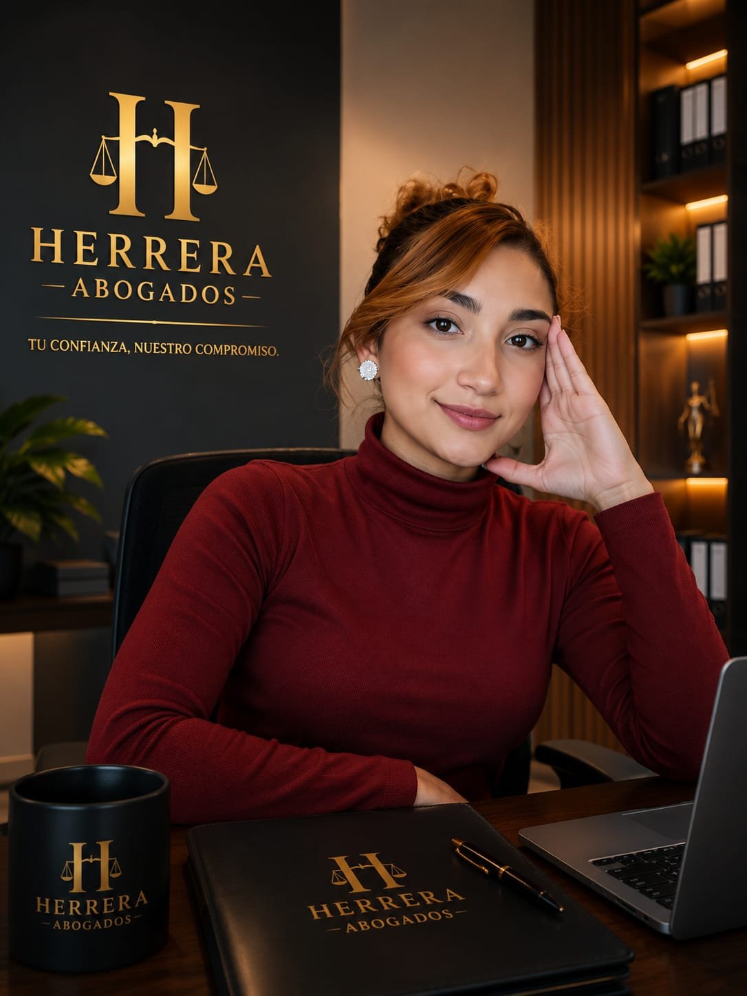 Fundadora de Herrera Abogados en su oficina
